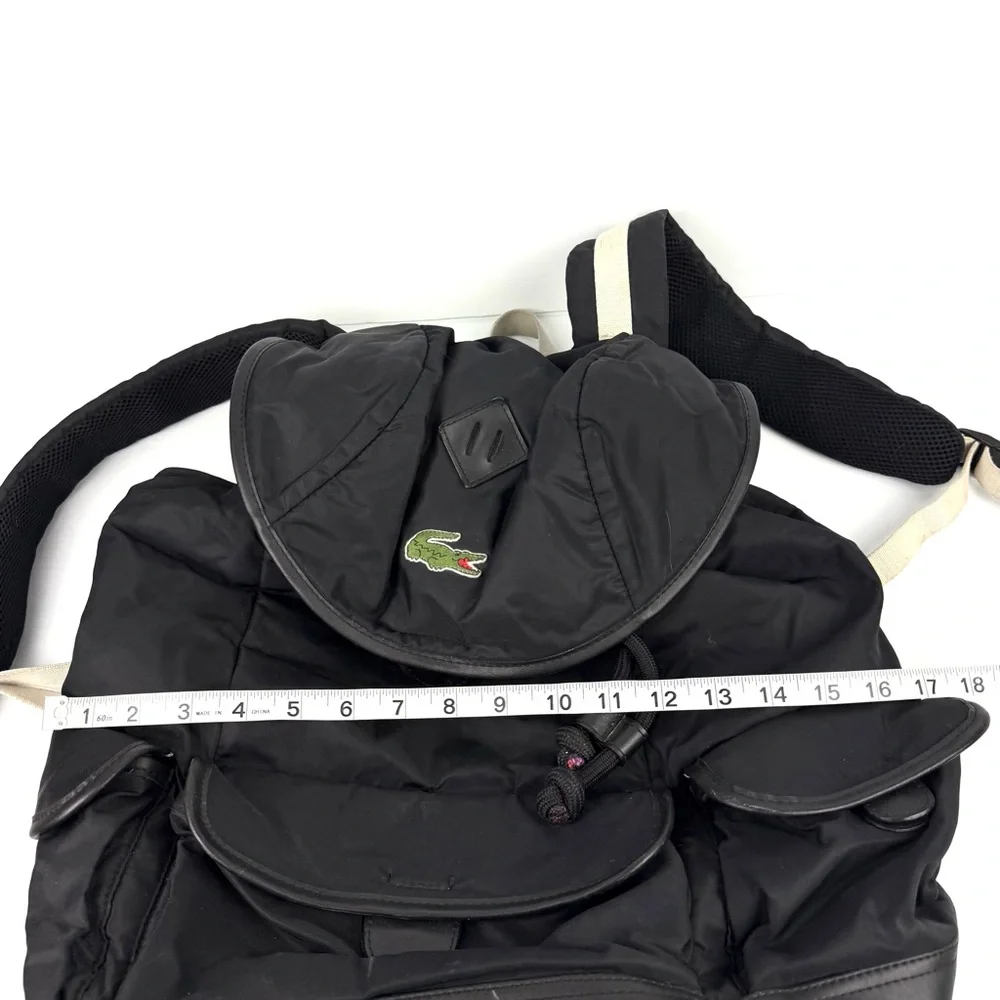 Vintage Lacoste Backpack Large Black Nylon Drawstring‎ Rucksack